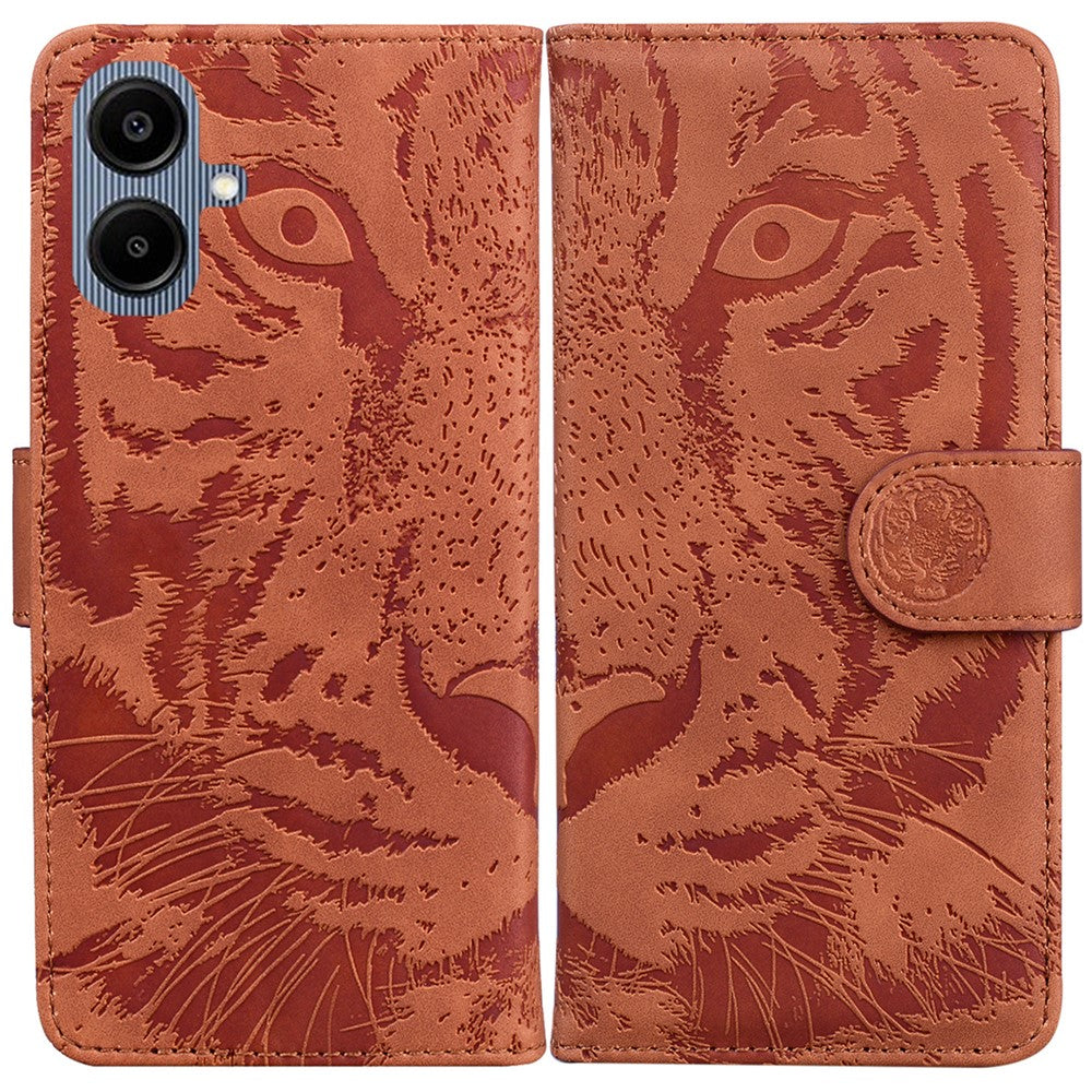Samsung Galaxy A08 5G / A08 4G / A07 5G / A07s 4G / A06 5G / A06 4G-cover, læderpung med tigertryk, mobilcover