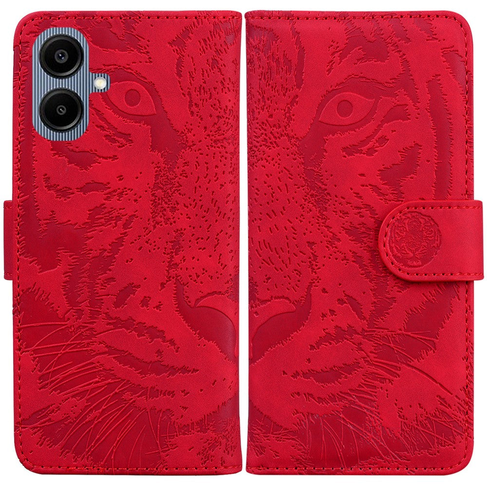 Samsung Galaxy A08 5G / A08 4G / A07 5G / A07s 4G / A06 5G / A06 4G-cover, læderpung med tigertryk, mobilcover