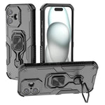 For iPhone 17 Case Rotatable Ring Kickstand PC + TPU Shockproof Phone Cover