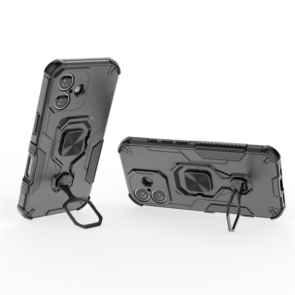 For iPhone 17 Case Rotatable Ring Kickstand PC + TPU Shockproof Phone Cover