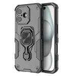 For iPhone 17 Case Rotatable Ring Kickstand PC + TPU Shockproof Phone Cover