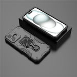 For iPhone 17 Case Rotatable Ring Kickstand PC + TPU Shockproof Phone Cover