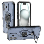 For iPhone 17 Case Rotatable Ring Kickstand PC + TPU Shockproof Phone Cover