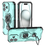 For iPhone 17 Case Rotatable Ring Kickstand PC + TPU Shockproof Phone Cover