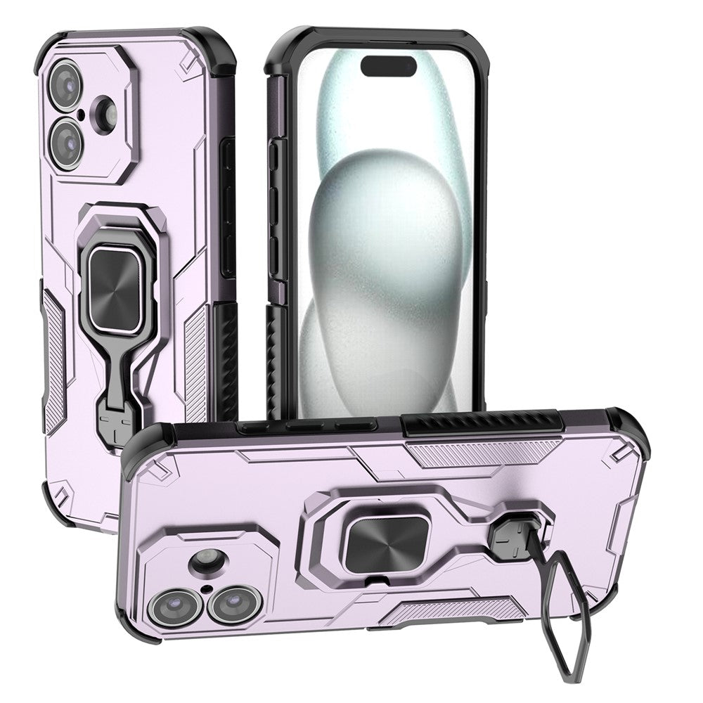 For iPhone 17 Case Rotatable Ring Kickstand PC + TPU Shockproof Phone Cover