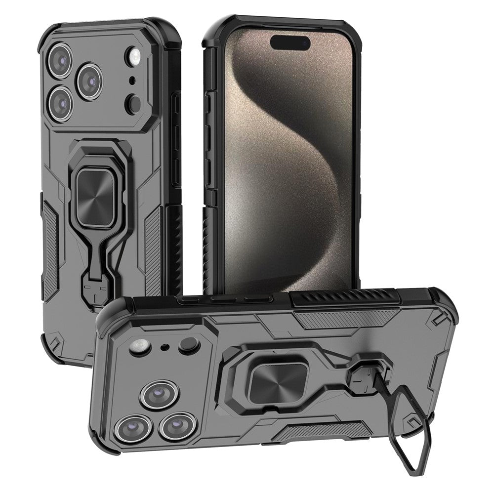 Til iPhone 17 Pro Max Cover Roterbar Ring Stander PC + TPU Stødsikkert Telefoncover