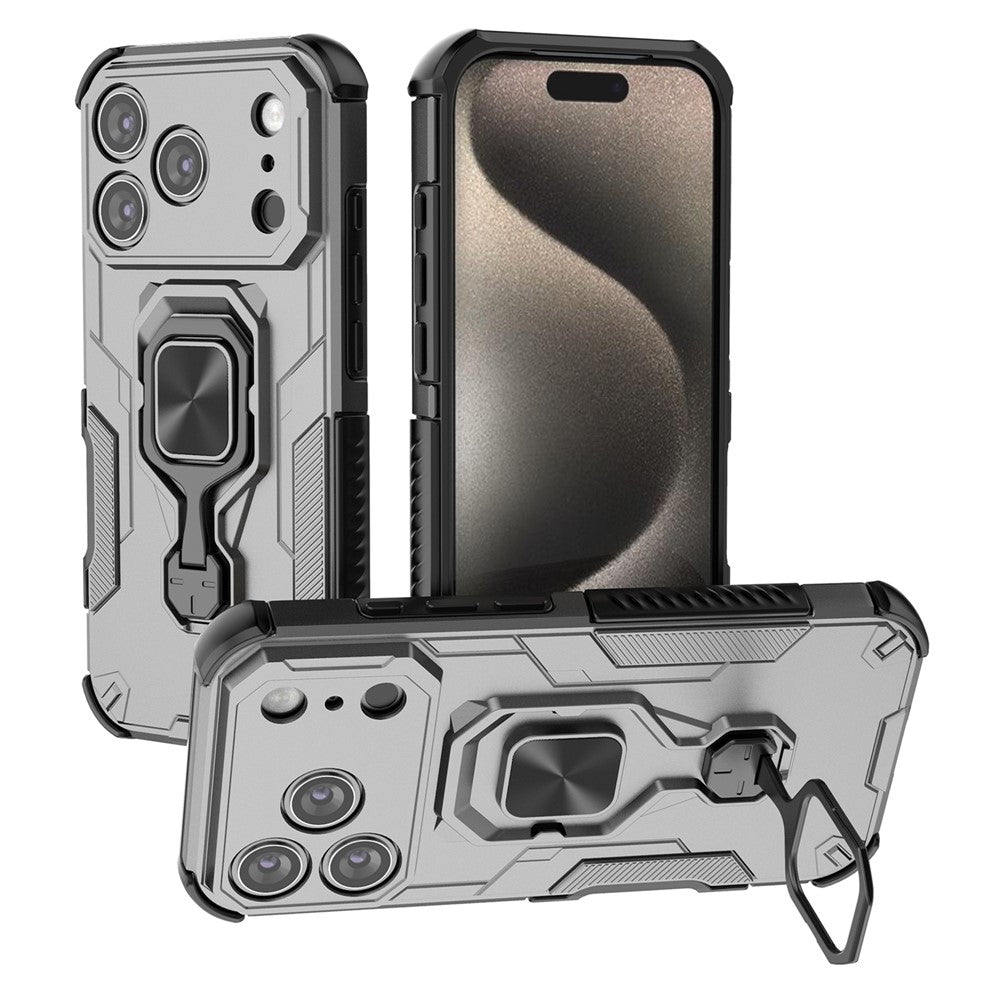 Til iPhone 17 Pro Max Cover Roterbar Ring Stander PC + TPU Stødsikkert Telefoncover