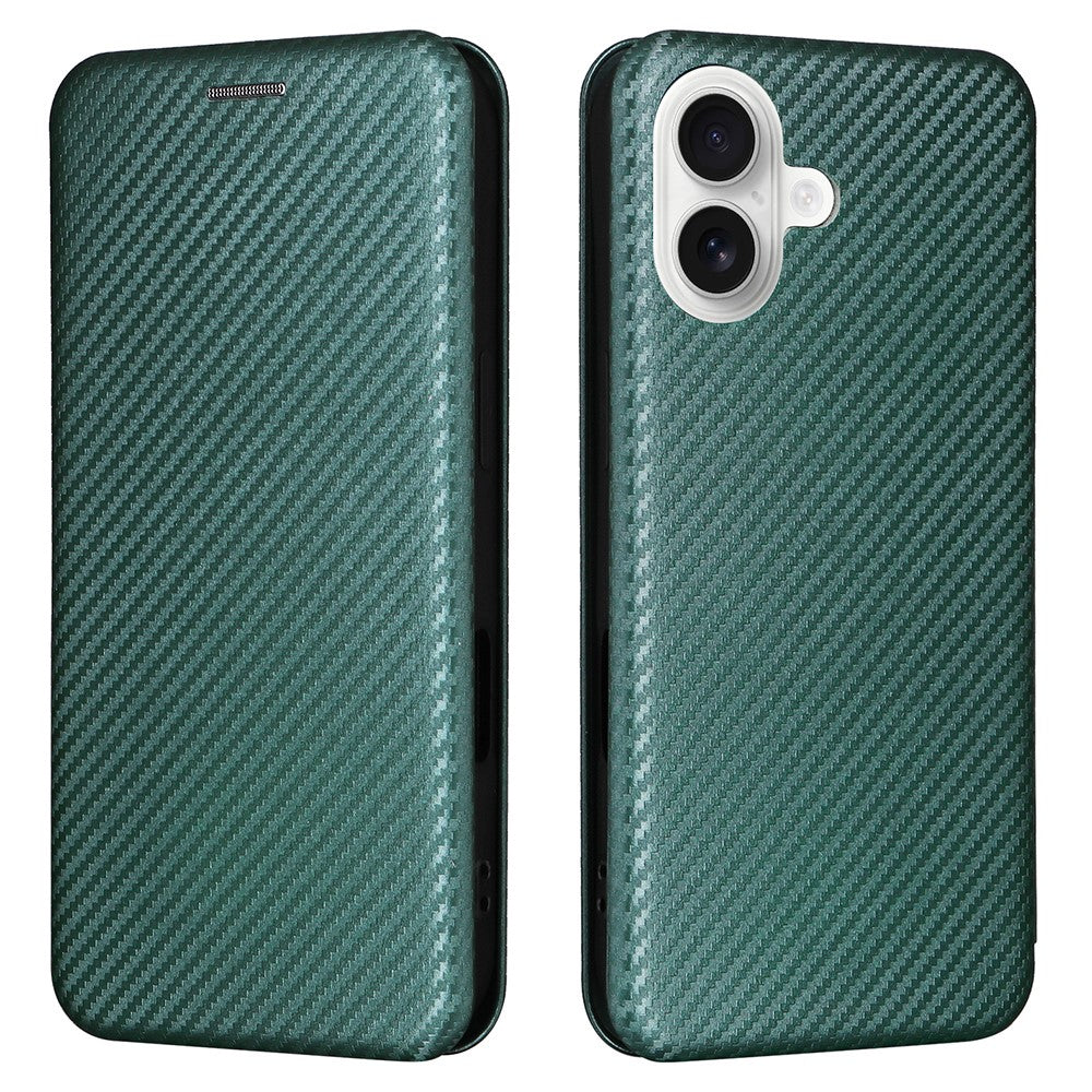 For iPhone 17 Case Carbon Fiber Texture Drop-Proof PU Leather Phone Cover