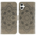 Samsung Galaxy A05 4G-skal i PU-läder med mandala-präglad design och plånboksfodral med handledsrem
