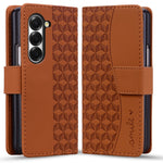 For Samsung Galaxy Z Fold7 5G Case Rhombus Pattern Leather Wallet Phone Cover with Wrist Strap