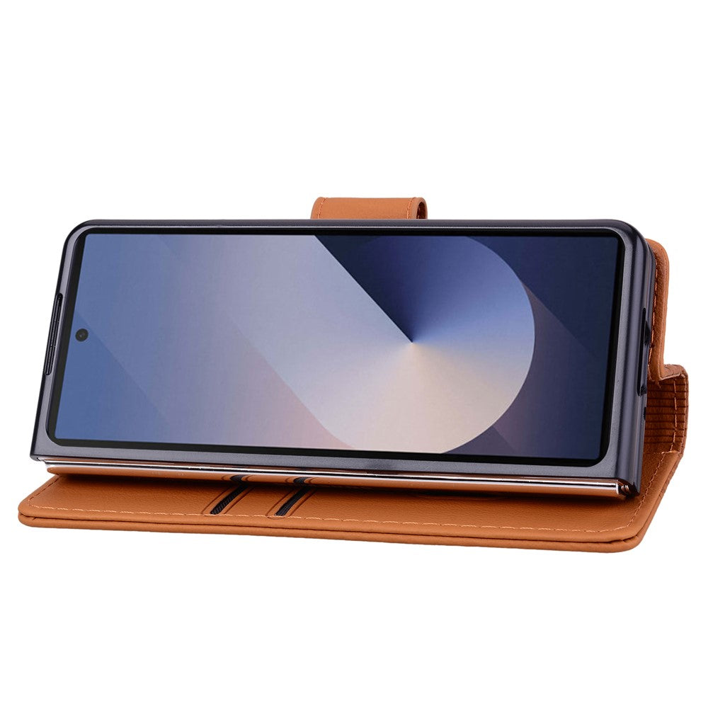 For Samsung Galaxy Z Fold7 5G Case Rhombus Pattern Leather Wallet Phone Cover with Wrist Strap