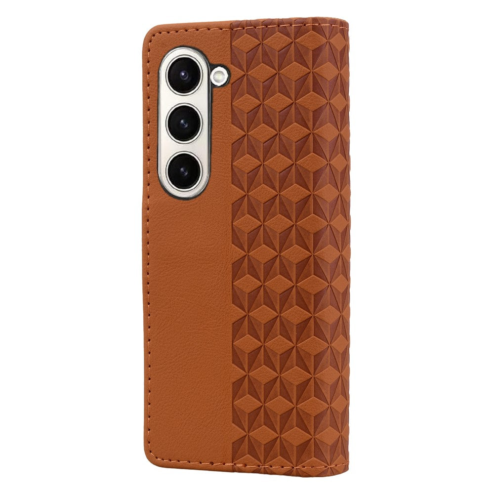 For Samsung Galaxy Z Fold7 5G Case Rhombus Pattern Leather Wallet Phone Cover with Wrist Strap