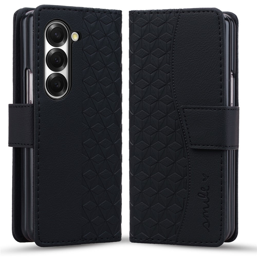 For Samsung Galaxy Z Fold7 5G Case Rhombus Pattern Leather Wallet Phone Cover with Wrist Strap