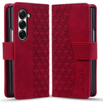 For Samsung Galaxy Z Fold7 5G Case Rhombus Pattern Leather Wallet Phone Cover with Wrist Strap