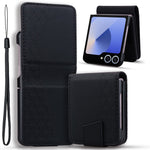 Til Samsung Galaxy Z Flip7 5G Etui Rhombus Mønster Læder Telefoncover med Håndrem