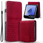 Til Samsung Galaxy Z Flip7 5G Etui Rhombus Mønster Læder Telefoncover med Håndrem