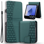 Til Samsung Galaxy Z Flip7 5G Etui Rhombus Mønster Læder Telefoncover med Håndrem