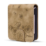 For Samsung Galaxy Z Flip7 5G Case Cherry Blossom Cat Leather Phone Cover with Card Slot