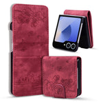 For Samsung Galaxy Z Flip7 5G Case Cherry Blossom Cat Leather Phone Cover with Card Slot