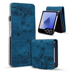 For Samsung Galaxy Z Flip7 5G Case Cherry Blossom Cat Leather Phone Cover with Card Slot