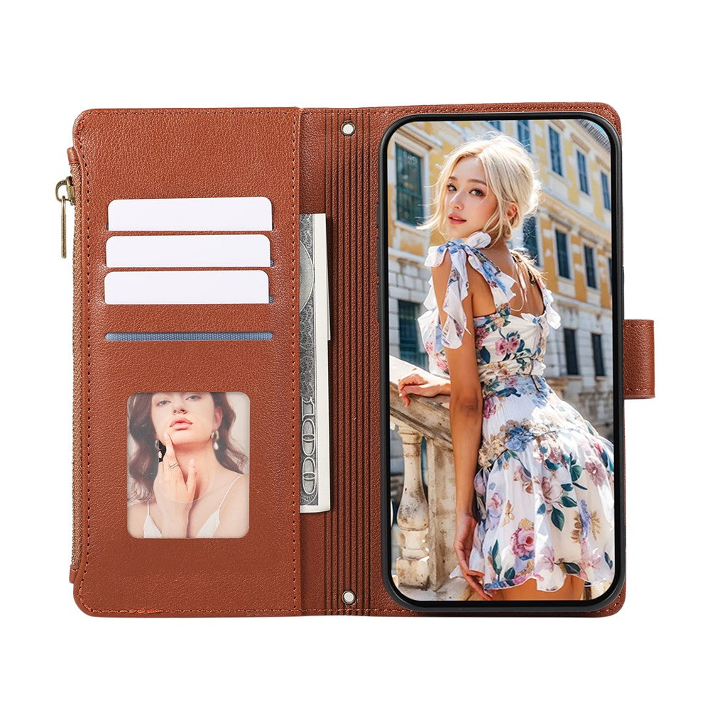 For Xiaomi Redmi Note 14 5G Case Multi Card Slots Zipper Leather Phone Cover with Wrist Strap