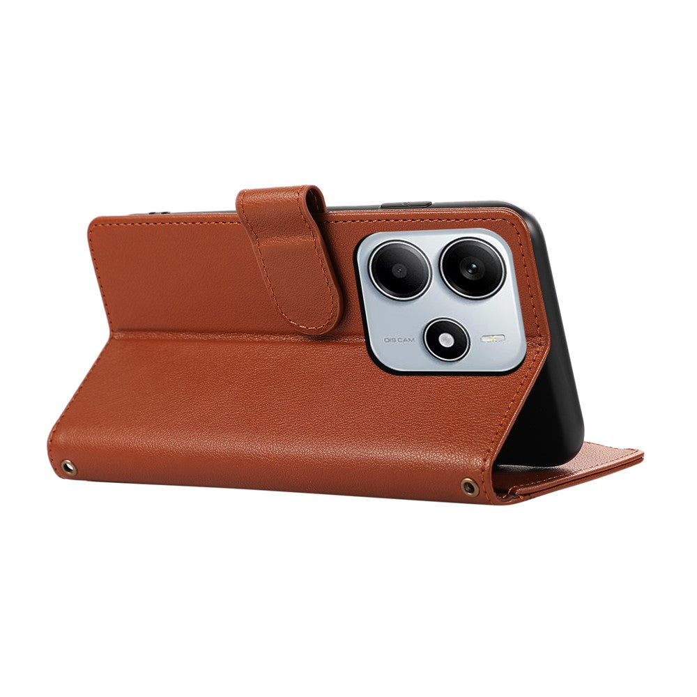 For Xiaomi Redmi Note 14 5G Case Multi Card Slots Zipper Leather Phone Cover with Wrist Strap