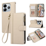 For Xiaomi Redmi Note 14 5G Case Multi Card Slots Zipper Leather Phone Cover with Wrist Strap