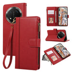 For Honor X60 Pro 5G  /  X9c 5G  /  Magic7 Lite 5G Case Multi Card Slots Zipper Leather Phone Cover with Wrist Strap