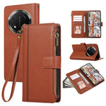 For Honor X60 Pro 5G  /  X9c 5G  /  Magic7 Lite 5G Case Multi Card Slots Zipper Leather Phone Cover with Wrist Strap