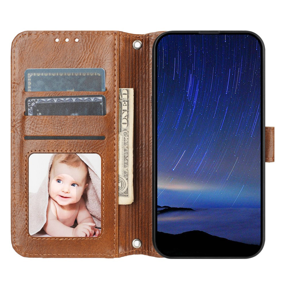 For iPhone 17 Case Zipper Pocket Wallet Leather Phone Cover with Wrist Strap