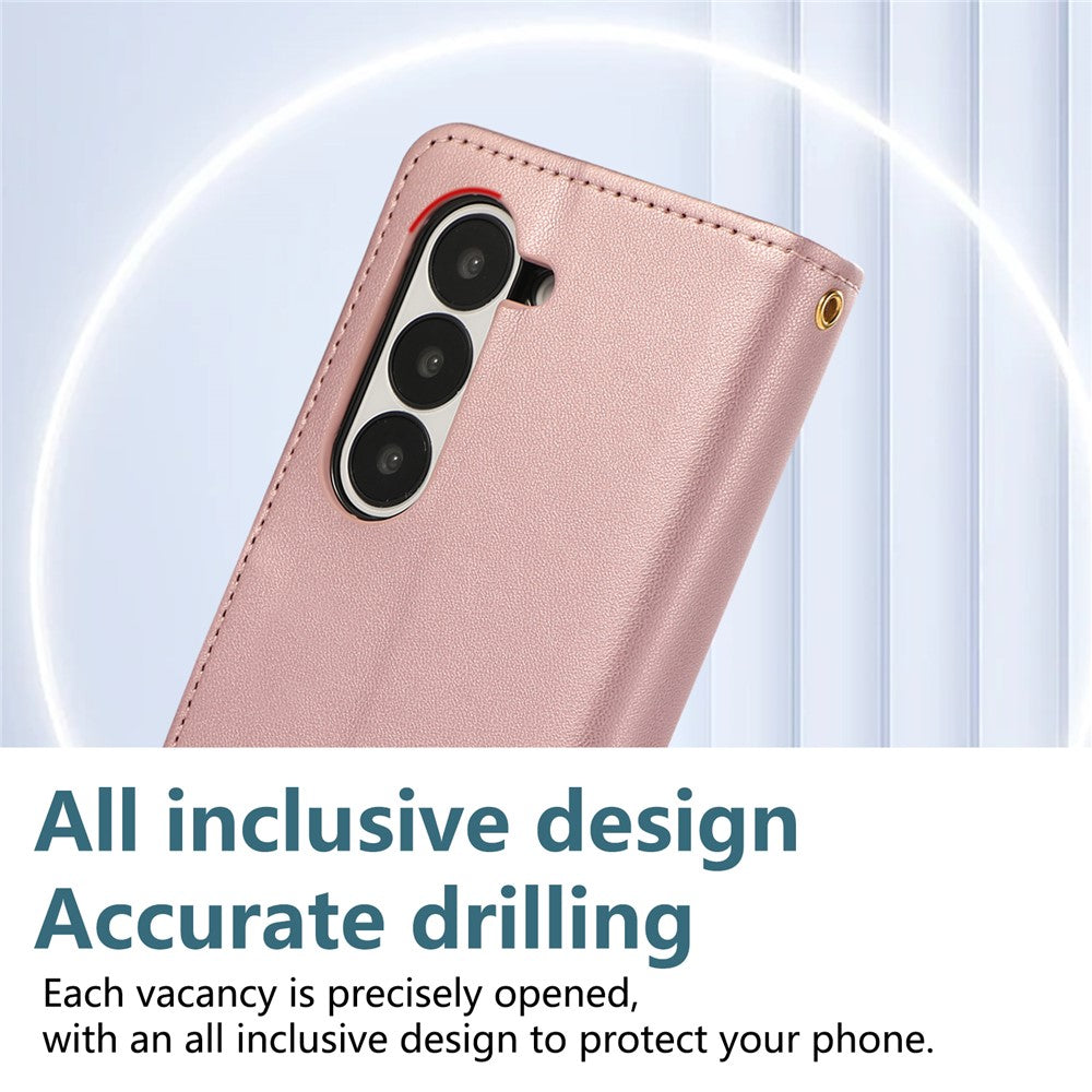 For Samsung Galaxy Z Fold7 5G Case Multi Card Slots Zipper Rhombus Leather Phone Cover with Wrist Strap