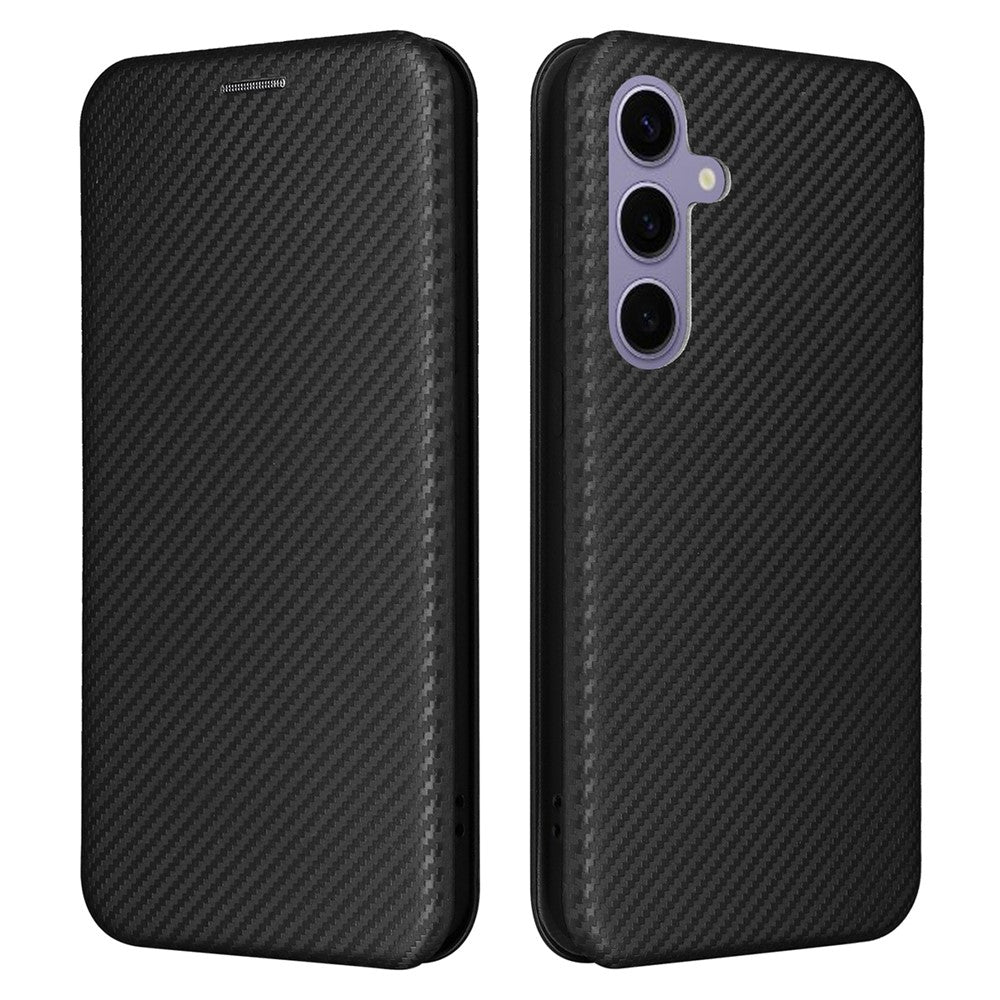 For Samsung Galaxy S25 FE Case Carbon Fiber Texture Drop-Proof PU Leather Phone Cover