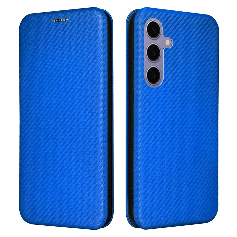 For Samsung Galaxy S25 FE Case Carbon Fiber Texture Drop-Proof PU Leather Phone Cover