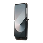 Til Samsung Galaxy Z Flip7 5G Etui Kortholder Støtteben Læder + TPU Telefoncover med Skulderrem