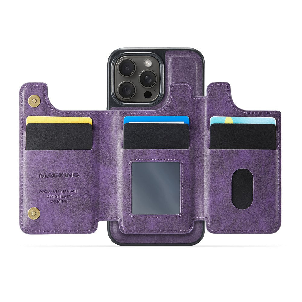 MAGKING K3 Series For iPhone 14 Pro Max Case Compatible with MagSafe Wallet PC + TPU + PU Phone Cover