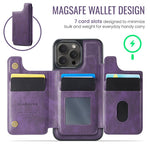 MAGKING K3 Series For iPhone 14 Pro Max Case Compatible with MagSafe Wallet PC + TPU + PU Phone Cover