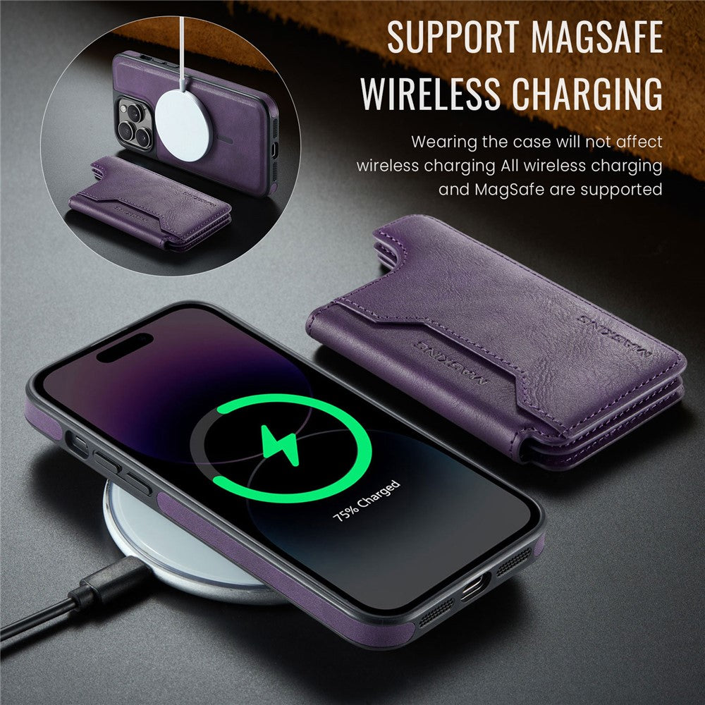 MAGKING K3 Series For iPhone 14 Pro Max Case Compatible with MagSafe Wallet PC + TPU + PU Phone Cover