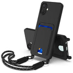 Cover i flydende silikone med kortholder og kort rem til Samsung Galaxy A08 4G / A08 5G / F07 4G / M17e 5G / M07 4G / A07 5G / A07 4G / A07s 4G