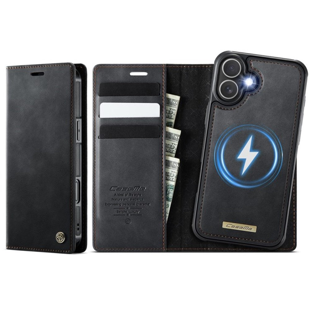 CASEME For iPhone 16 Plus Case  C49  Compatible with MagSafe RFID Blocking Detachable Wallet Leather Phone Cover
