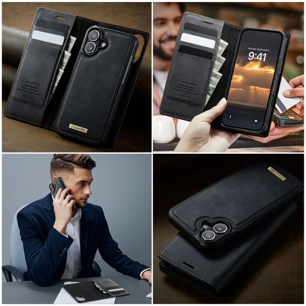 CASEME For iPhone 16 Plus Case  C49  Compatible with MagSafe RFID Blocking Detachable Wallet Leather Phone Cover