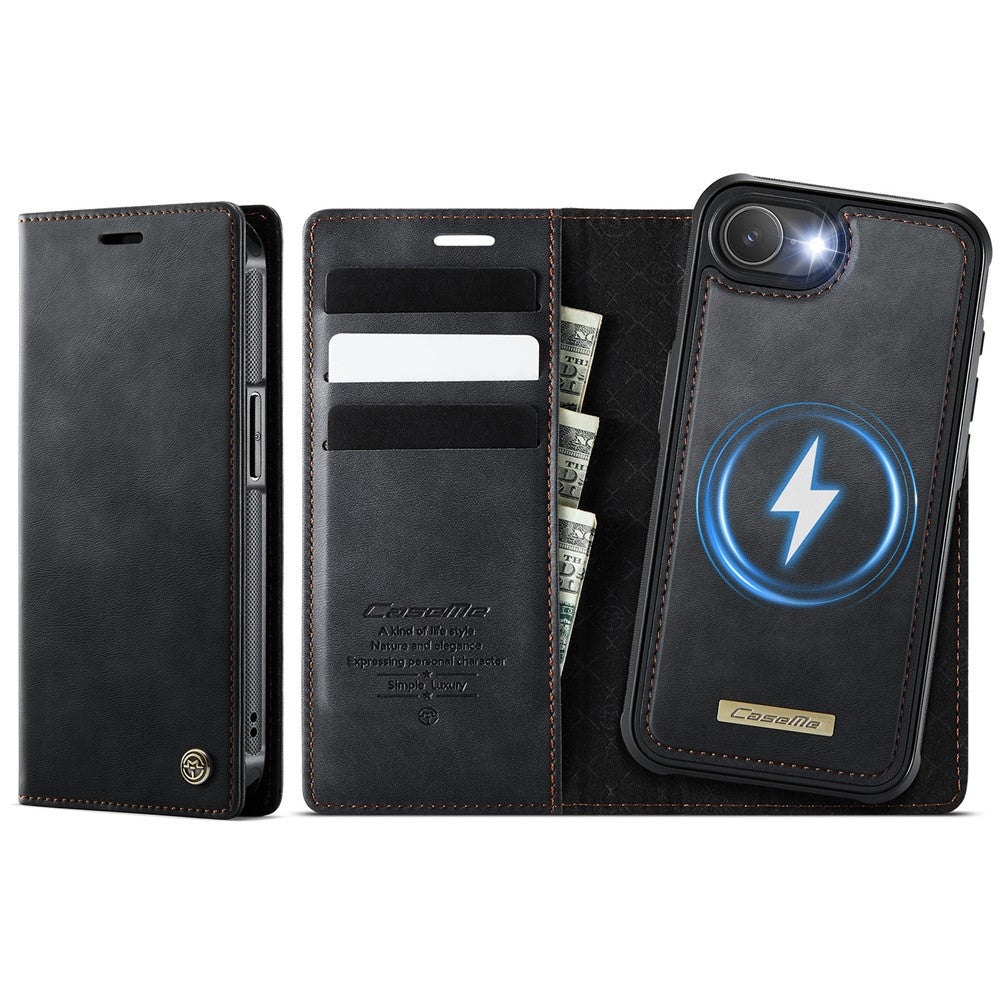 CASEME For iPhone 17e / 16e Case  C49  Compatible with MagSafe RFID Blocking Detachable Wallet Leather Phone Cover
