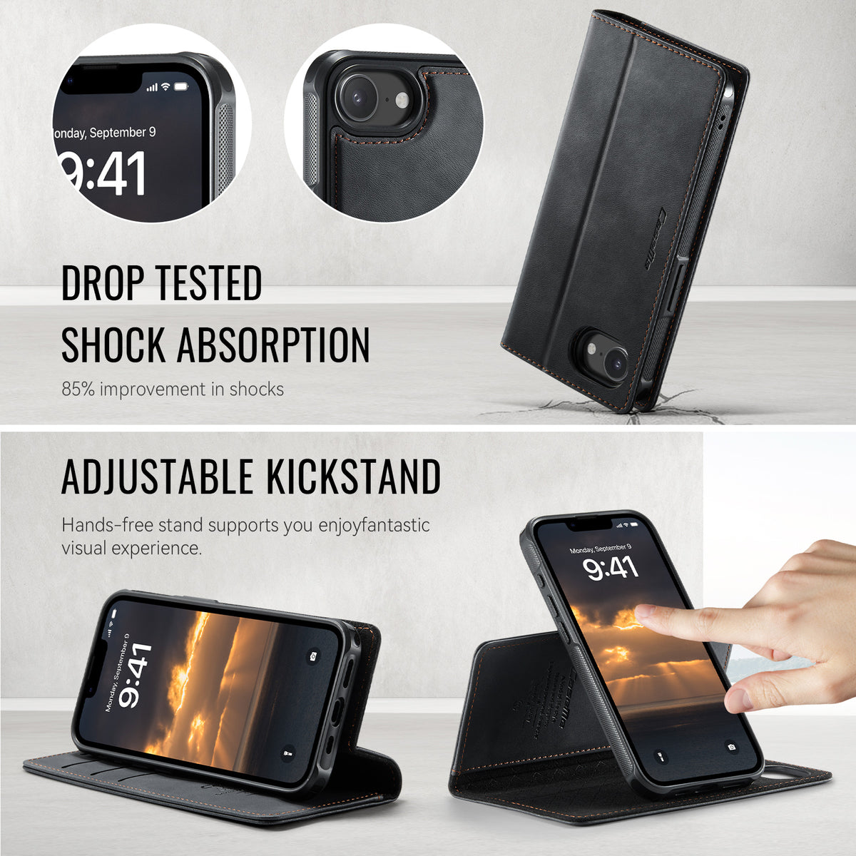 CASEME For iPhone 17e / 16e Case  C49  Compatible with MagSafe RFID Blocking Detachable Wallet Leather Phone Cover