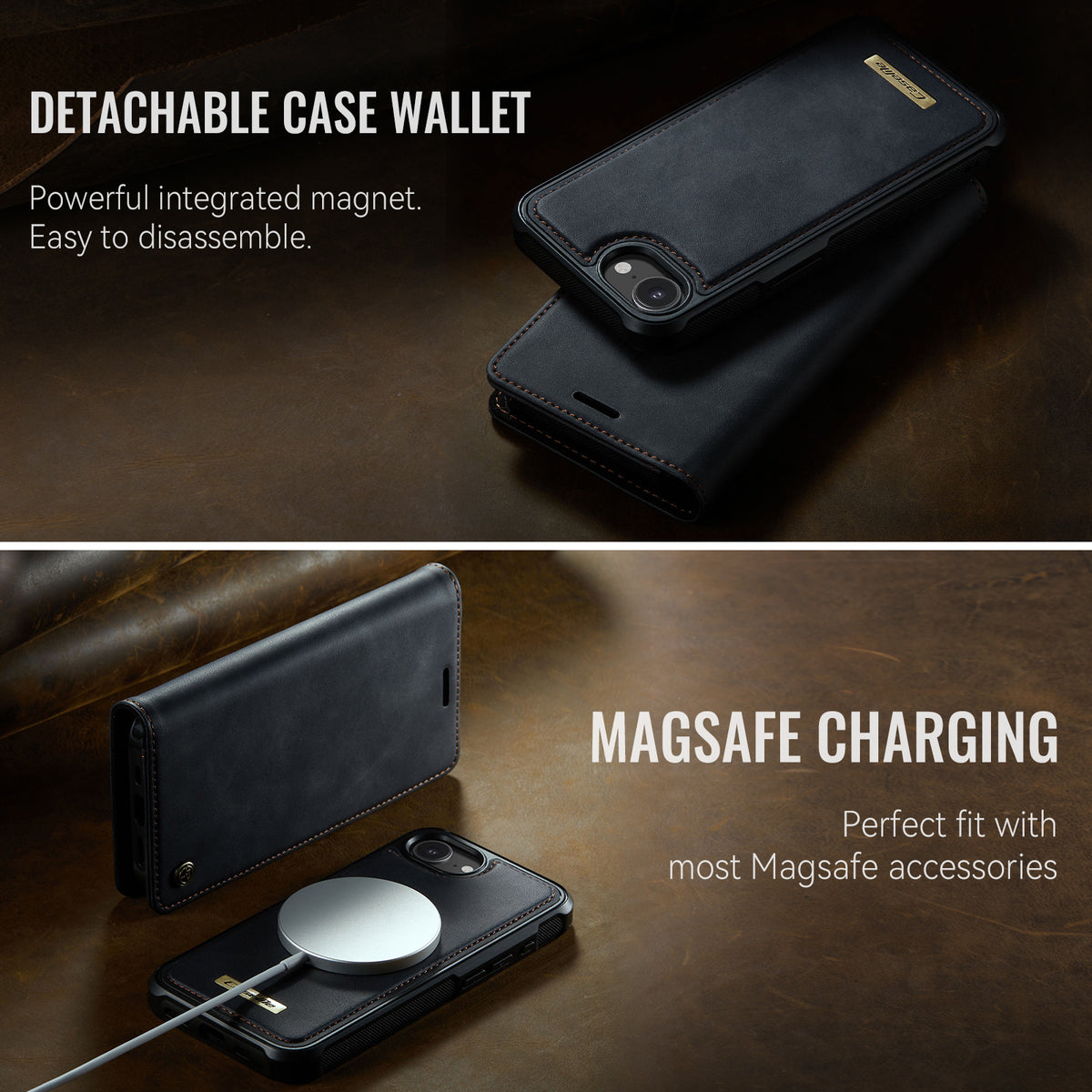 CASEME For iPhone 17e / 16e Case  C49  Compatible with MagSafe RFID Blocking Detachable Wallet Leather Phone Cover