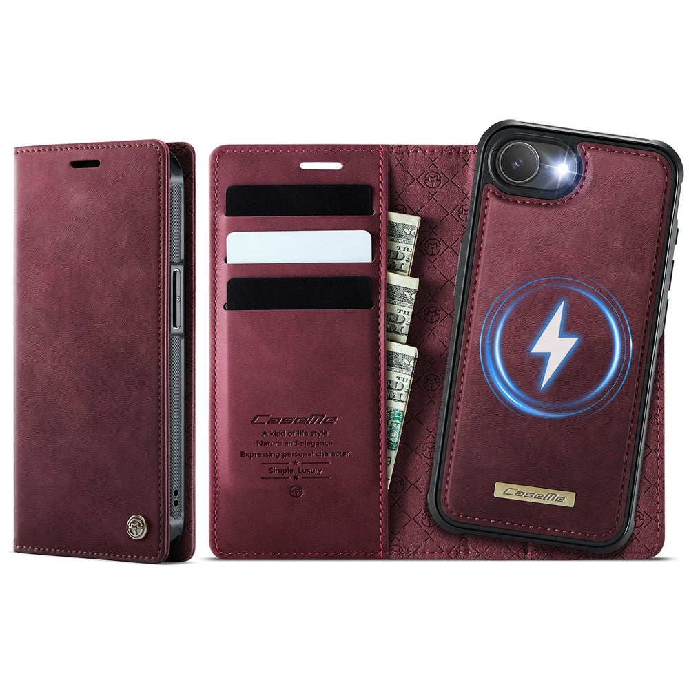 CASEME For iPhone 17e / 16e Case  C49  Compatible with MagSafe RFID Blocking Detachable Wallet Leather Phone Cover