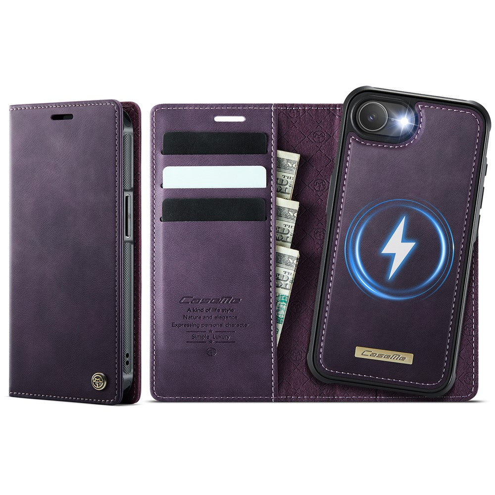 CASEME For iPhone 17e / 16e Case  C49  Compatible with MagSafe RFID Blocking Detachable Wallet Leather Phone Cover