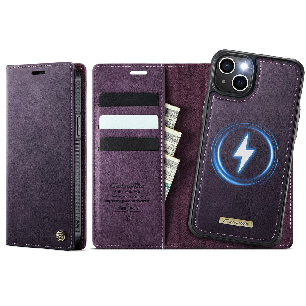 CASEME For iPhone 14 Plus / iPhone 15 Plus Case  C49  Compatible with MagSafe RFID Blocking Detachable Wallet Leather Phone Cover