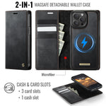 CASEME For iPhone 15 Pro Case C49 Compatible with MagSafe RFID Blocking Detachable Wallet Leather Phone Cover