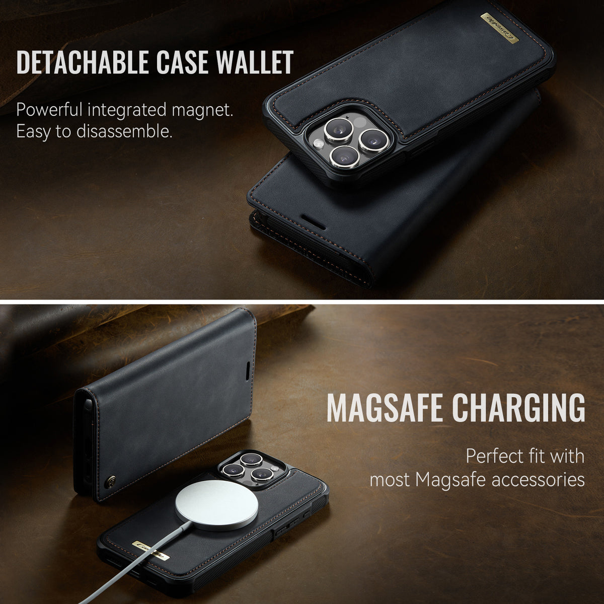 CASEME For iPhone 15 Pro Max Case  C49  Compatible with MagSafe RFID Blocking Detachable Wallet Leather Phone Cover