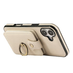 Til iPhone 17 Etui Kortholder Ring Kickstand TPU + PU Læder Telefoncover med Lang Rem