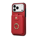 For iPhone 18 Pro / 17 Pro Case Card Holder Ring Kickstand TPU + PU Leather Phone Cover with Long Strap
